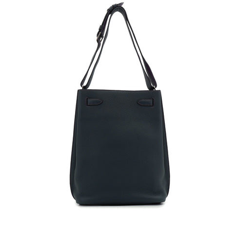 HERMES SO KELLY 22 BLUE OBSCUR ULTRA VIOLET TOGO SHOULDER BAG 2013 SQUARE Q PALLADIUM HARDWARE 90339954