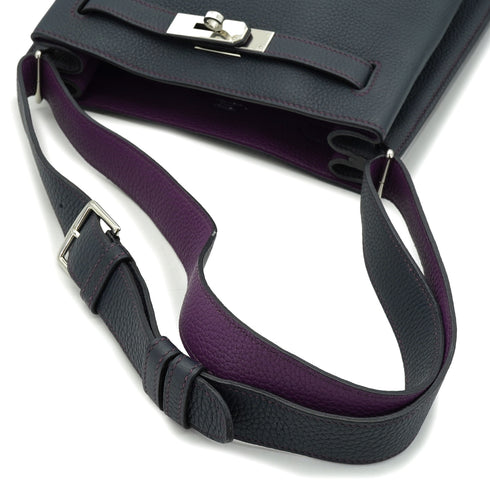 HERMES SO KELLY 22 BLUE OBSCUR ULTRA VIOLET TOGO SHOULDER BAG 2013 SQUARE Q PALLADIUM HARDWARE 90339954