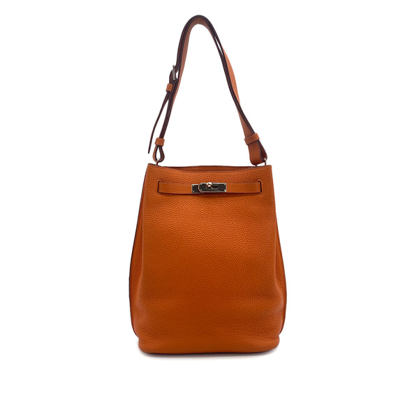HERMES SO KELLY 22 ORANGE TOGO SHOULDER BAG 2009 SQUARE M PALLADIUM HARDWARE 90318256