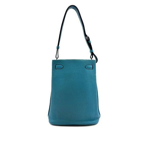 HERMES SO KELLY 22 TURQUOISE TAURILLON CLEMENCE SHOULDER BAG 2014 SQUARE R PALLADIUM HARDWARE 90313846