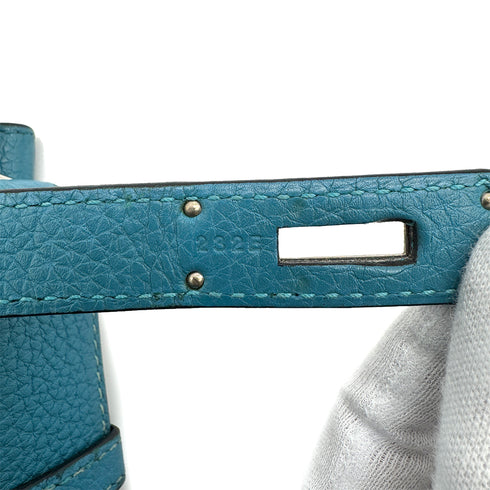 HERMES SO KELLY 22 TURQUOISE TAURILLON CLEMENCE SHOULDER BAG 2014 SQUARE R PALLADIUM HARDWARE 90313846