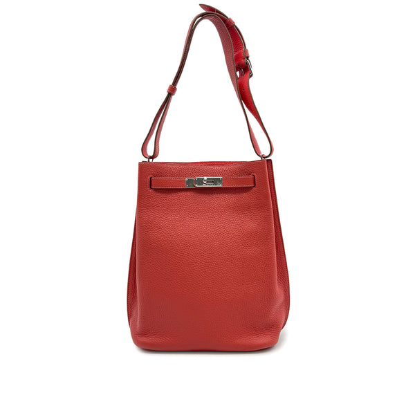 HERMES SO KELLY 22 VERSO SANGUINE ROSE JAIPUR TAURILLON CLEMENCE SHOULDER BAG 2014 SQUARE R PALLADIUM HARDWARE 90314432