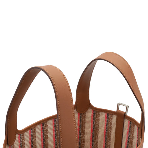 HERMES STRIPE PICOTIN LOCK 18 PM COUVERTURE GOLD ECRU SWIFT TOILE H 2024 W STAMP PALLADIUM HARDWARE 90339638