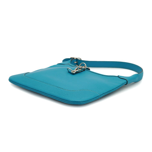 HERMES TRIM 24 TURQUOISE CHEVRE SHOULDER BAG 2005 SQUARE I PALLADIUM HARDWARE 90332916
