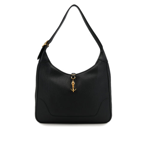 HERMES TRIM 31 BLACK TAURILLON CLEMENCE SHOULDER BAG 1995 CIRCLE Y GOLD HARDWARE 90323081