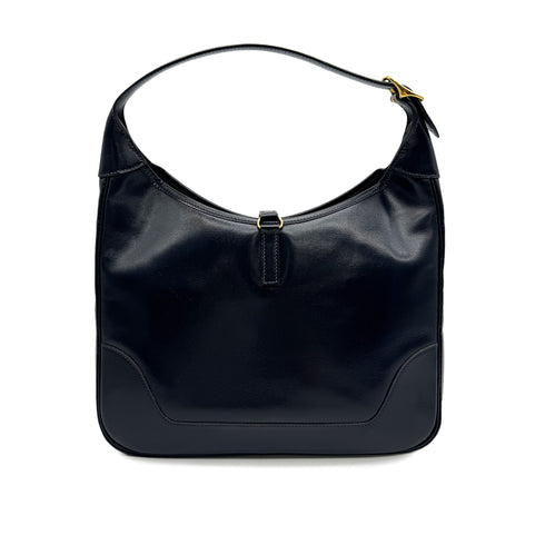 HERMES TRIM 31 BLUE INDIGO BOX CALF SHOULDER BAG 1989 CIRCLE S GOLD HARDWARE 90329196
