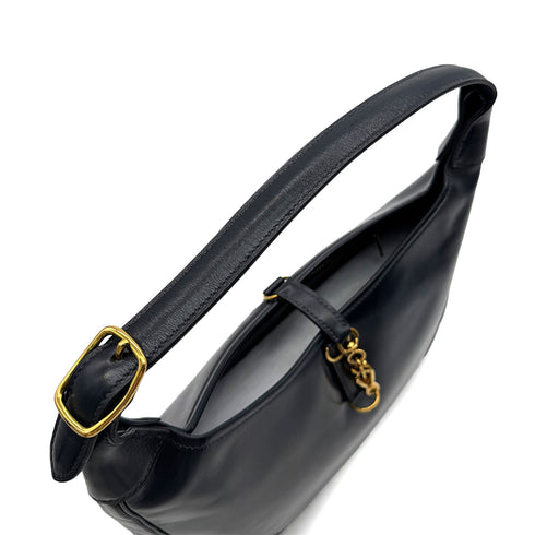 HERMES TRIM 31 BLUE INDIGO BOX CALF SHOULDER BAG 1989 CIRCLE S GOLD HARDWARE 90329196