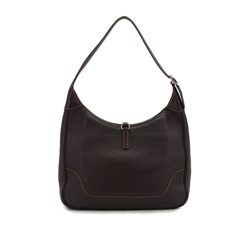 HERMES TRIM 31 CHOCOLAT TAURILLON CLEMENCE SHOULDER BAG 1999 SQUARE C PALLADIUM HARDWARE 90327878