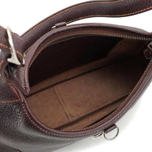 HERMES TRIM 31 CHOCOLAT TAURILLON CLEMENCE SHOULDER BAG 1999 SQUARE C PALLADIUM HARDWARE 90327878