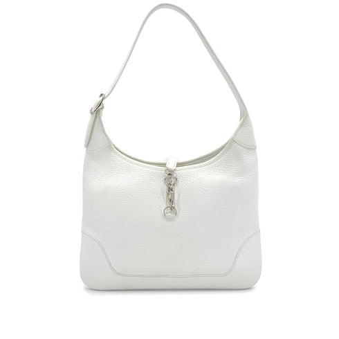 HERMES TRIM 31 WHITE TAURILLON CLEMENCE SHOULDER BAG 2006 SQUARE J PALLADIUM HARDWARE 90327296