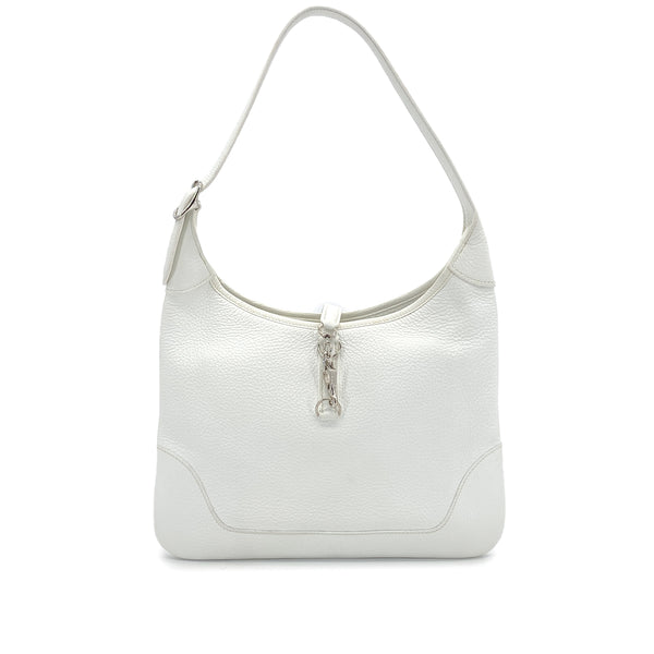 HERMES TRIM 31 WHITE TAURILLON CLEMENCE SHOULDER BAG 2006 SQUARE J PALLADIUM HARDWARE 90327296