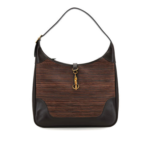 HERMES TRIM 35 EBENE EVER CALF VIBRATO SHOULDER BAG 2003 SQUARE G GOLD HARDWARE 90323082