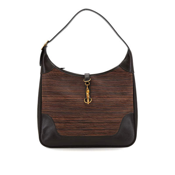HERMES TRIM 35 EBENE EVER CALF VIBRATO SHOULDER BAG 2003 SQUARE G GOLD HARDWARE 90323082