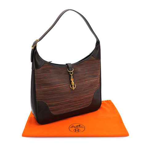 HERMES TRIM 35 EBENE EVER CALF VIBRATO SHOULDER BAG 2003 SQUARE G GOLD HARDWARE 90323082
