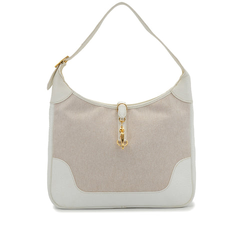 HERMES TRIM 35 WHITE TOILE H TOGO SHOULDER BAG 2005 SQUARE I GOLD HARDWARE 90326783