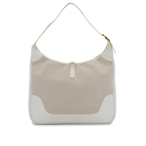 HERMES TRIM 35 WHITE TOILE H TOGO SHOULDER BAG 2005 SQUARE I GOLD HARDWARE 90326783