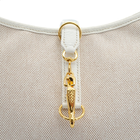 HERMES TRIM 35 WHITE TOILE H TOGO SHOULDER BAG 2005 SQUARE I GOLD HARDWARE 90326783