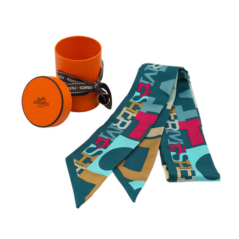 HERMES TWILLY CAPITALES SCARF MULTICOLOR SILK 90334171