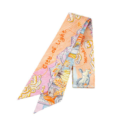 HERMES TWILLY CITY OF LIGHT SCARF MULTICOLOR SILK 90334873