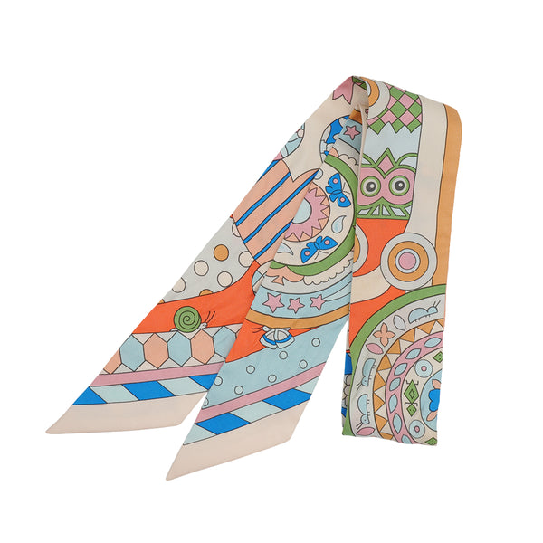 HERMES TWILLY LES MURMURES DE LA FORET SCARF MULTICOLOR SILK 90335045