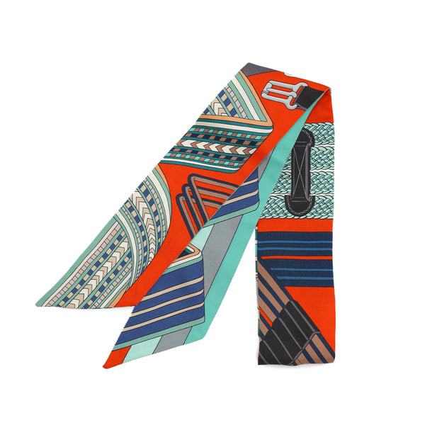HERMES TWILLY SANGLES EN ZIGZAG SCARF MULTICOLOR SILK 90328692