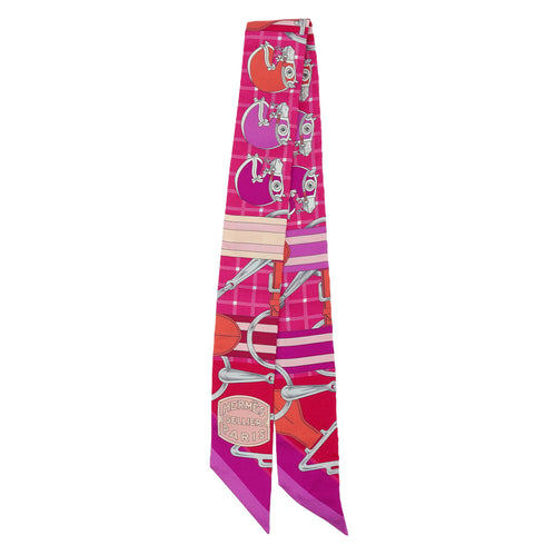 HERMES TWILLY TATERSALE SCARF PINK MULTICOLOR SILK 90345086