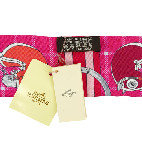 HERMES TWILLY TATERSALE SCARF PINK MULTICOLOR SILK 90345086