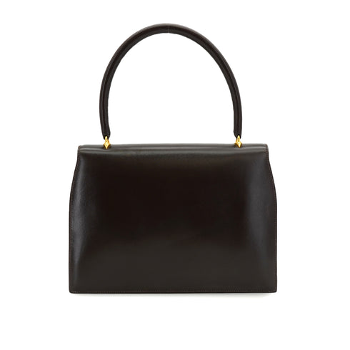 HERMES VASCO CHOCOLAT BOX CALF HAND BAG GOLD HARDWARE 90334864