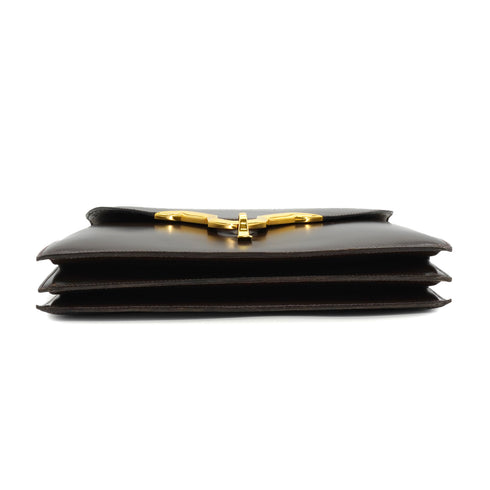 HERMES VASCO CHOCOLAT BOX CALF HAND BAG GOLD HARDWARE 90334864