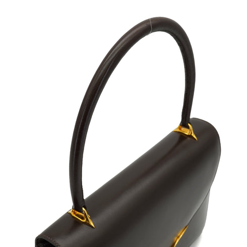 HERMES VASCO CHOCOLAT BOX CALF HAND BAG GOLD HARDWARE 90334864