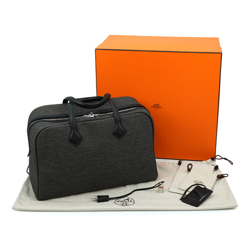 HERMES VICTORIA2 43 BLACK GRAY TOILE TECHNIQUE TAURILLON CLEMENCE 2015 T STAMP 90331369