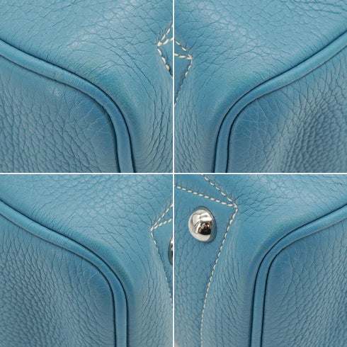 HERMES VICTORIA 2 35 BLUE JEAN TAURILLON CLEMENCE HAND BAG 2015 T STAMP PALLADIUM HARDWARE 90334271