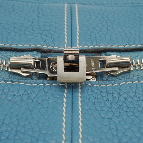 HERMES VICTORIA 2 35 BLUE JEAN TAURILLON CLEMENCE HAND BAG 2015 T STAMP PALLADIUM HARDWARE 90334271