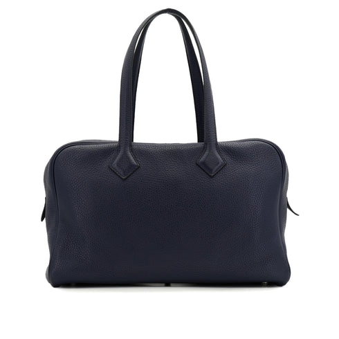 HERMES VICTORIA 2 35 BLUE NUIT TAURILLON CLEMENCE HAND BAG 2016 X STAMP PALLADIUM HARDWARE 90332923