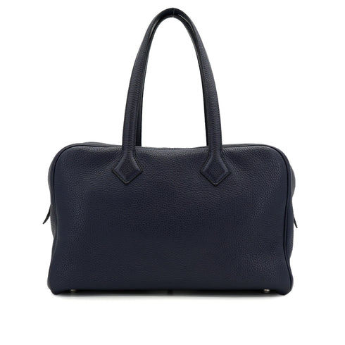 HERMES VICTORIA 2 35 BLUE NUIT TAURILLON CLEMENCE HAND BAG 2016 X STAMP PALLADIUM HARDWARE 90332923