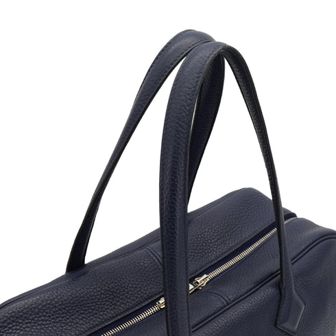 HERMES VICTORIA 2 35 BLUE NUIT TAURILLON CLEMENCE HAND BAG 2016 X STAMP PALLADIUM HARDWARE 90332923