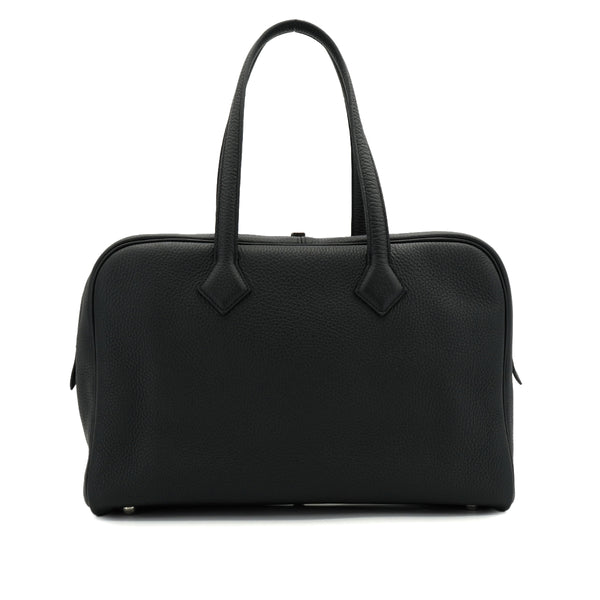 HERMES VICTORIA 2 35 FOURRE TOUT BLACK TAURILLON CLEMENCE HAND BAG 2022 U STAMP PALLADIUM HARDWARE 90335044