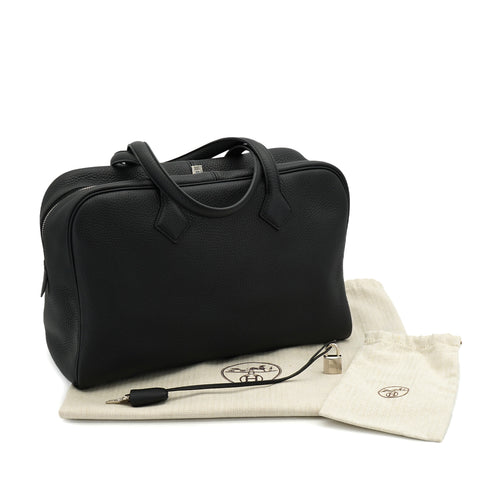 HERMES VICTORIA 2 35 FOURRE TOUT BLACK TAURILLON CLEMENCE HAND BAG 2022 U STAMP PALLADIUM HARDWARE 90335044