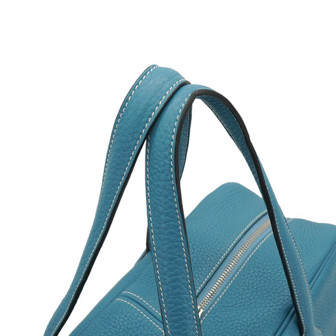 HERMES VICTORIA 35 BLUE JEAN TAURILLON CLEMENCE HAND BAG 2010 SQUARE N PALLADIUM HARDWARE 90335796