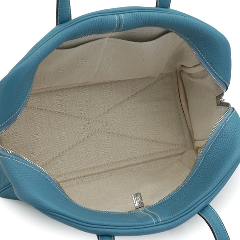 HERMES VICTORIA 35 BLUE JEAN TAURILLON CLEMENCE HAND BAG 2010 SQUARE N PALLADIUM HARDWARE 90335796