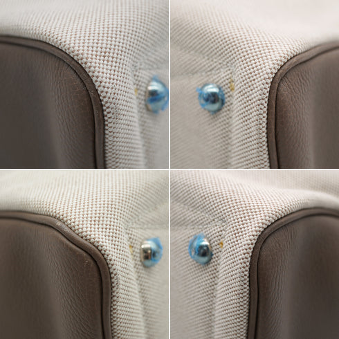 HERMES VICTORIA 35 ETOUPE TOILE H TAURILLON CLEMENCE HAND BAG 2007 SQUARE K PALLADIUM HARDWARE 90335153