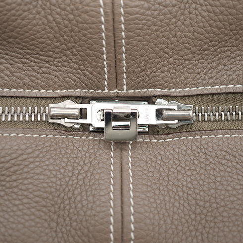 HERMES VICTORIA 35 ETOUPE TOILE H TAURILLON CLEMENCE HAND BAG 2007 SQUARE K PALLADIUM HARDWARE 90335153