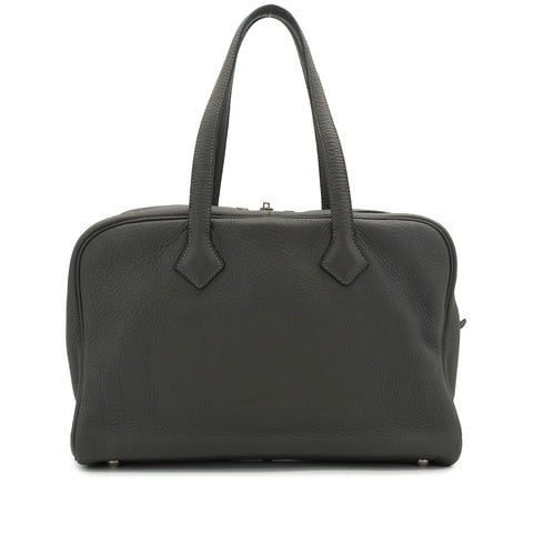 HERMES VICTORIA 35 GRAPHITE TAURILLON CLEMENCE HAND BAG 2008 SQUARE L PALLADIUM HARDWARE 90335140