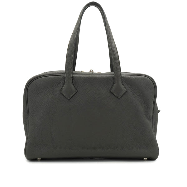 HERMES VICTORIA 35 GRAPHITE TAURILLON CLEMENCE HAND BAG 2008 SQUARE L PALLADIUM HARDWARE 90335140