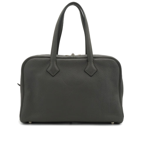 HERMES VICTORIA 35 GRAPHITE TAURILLON CLEMENCE HAND BAG 2008 SQUARE L PALLADIUM HARDWARE 90335140