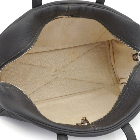 HERMES VICTORIA 35 GRAPHITE TAURILLON CLEMENCE HAND BAG 2008 SQUARE L PALLADIUM HARDWARE 90335140