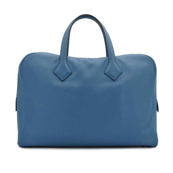 HERMES VICTORIA 40 BLEU AZUR EVERGRAIN HAND BAG 2018 C STAMP PALLADIUM HARDWARE 90334496
