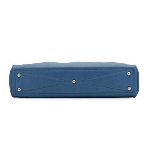 HERMES VICTORIA 40 BLEU AZUR EVERGRAIN HAND BAG 2018 C STAMP PALLADIUM HARDWARE 90334496