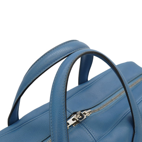 HERMES VICTORIA 40 BLEU AZUR EVERGRAIN HAND BAG 2018 C STAMP PALLADIUM HARDWARE 90334496