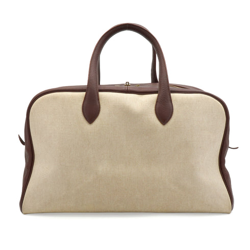 HERMES VICTORIA 43 TERRE TOILE H TAURILLON CLEMENCE HAND BAG GOLD HARDWARE 90347823